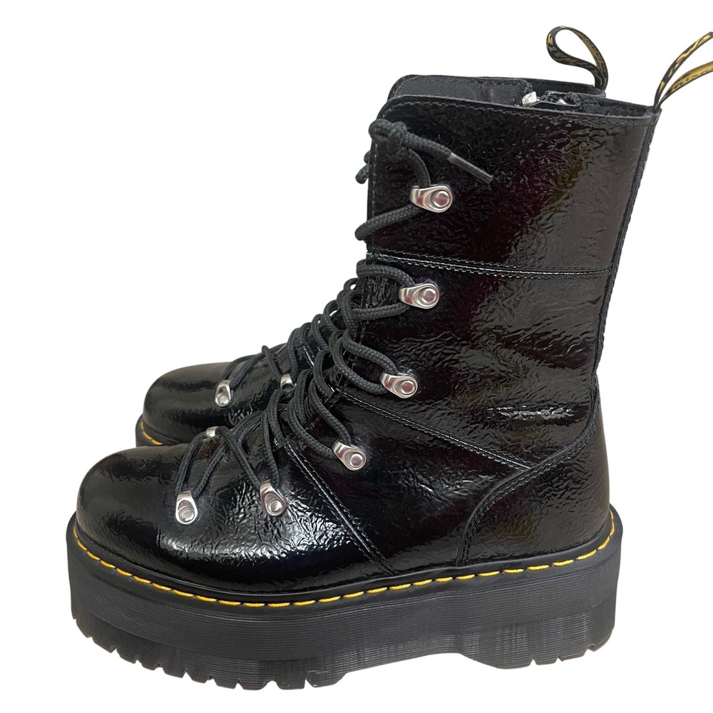 Dr Martens Ghilana Max Black Patent Leather Platform Boots Size 11 US Ladies